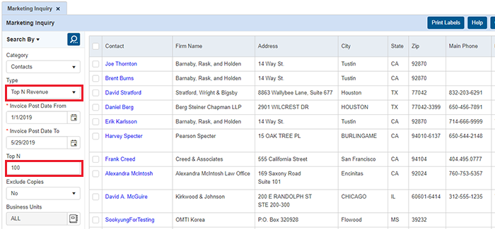 Top N Revenue Contacts